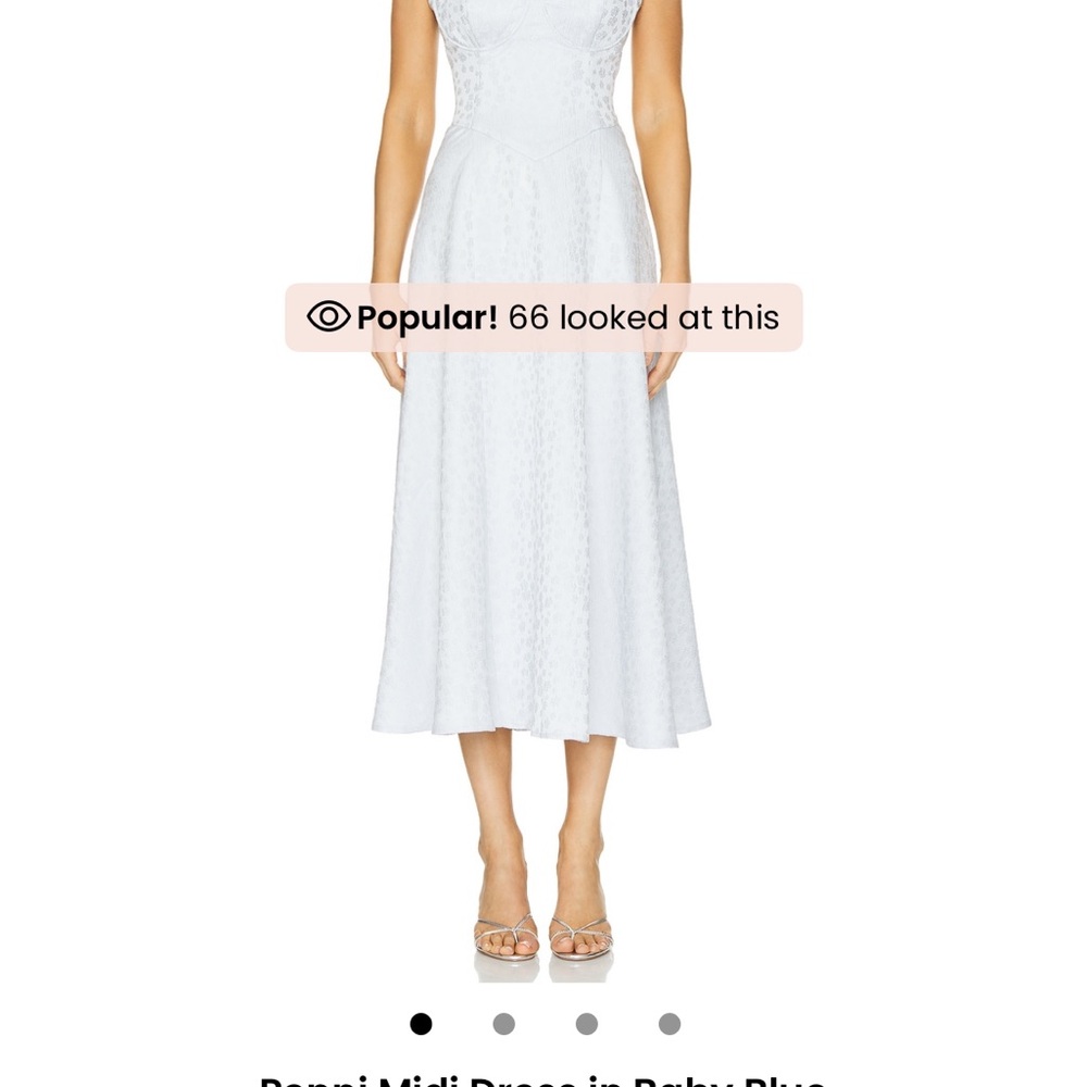 Elegant Light Blue Midi Dress line and dot